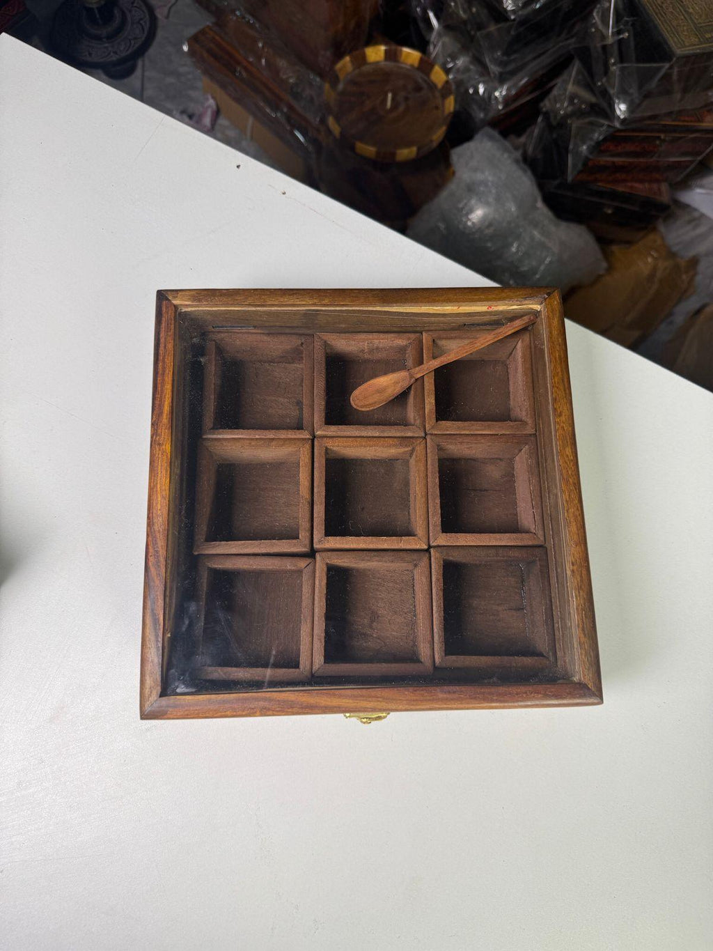Handcrafted masala box with intricate design