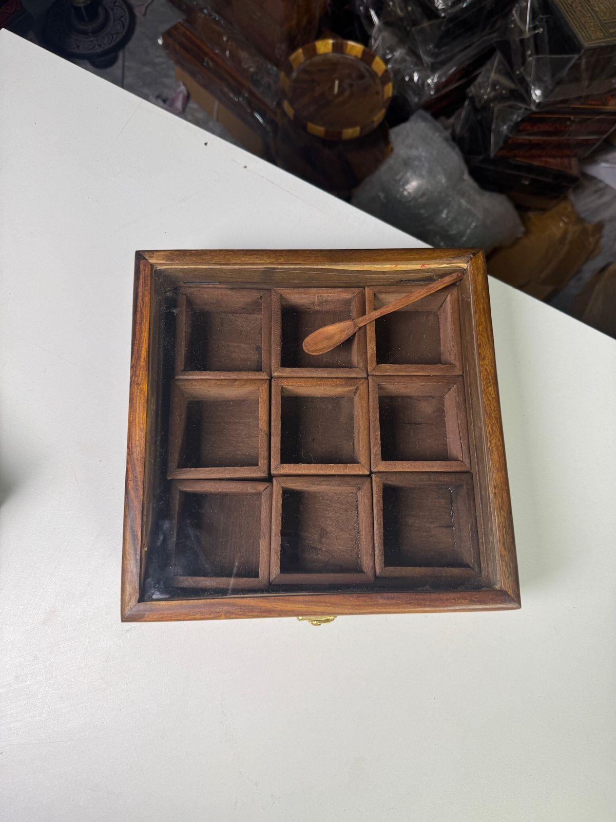 Handcrafted masala box with intricate design