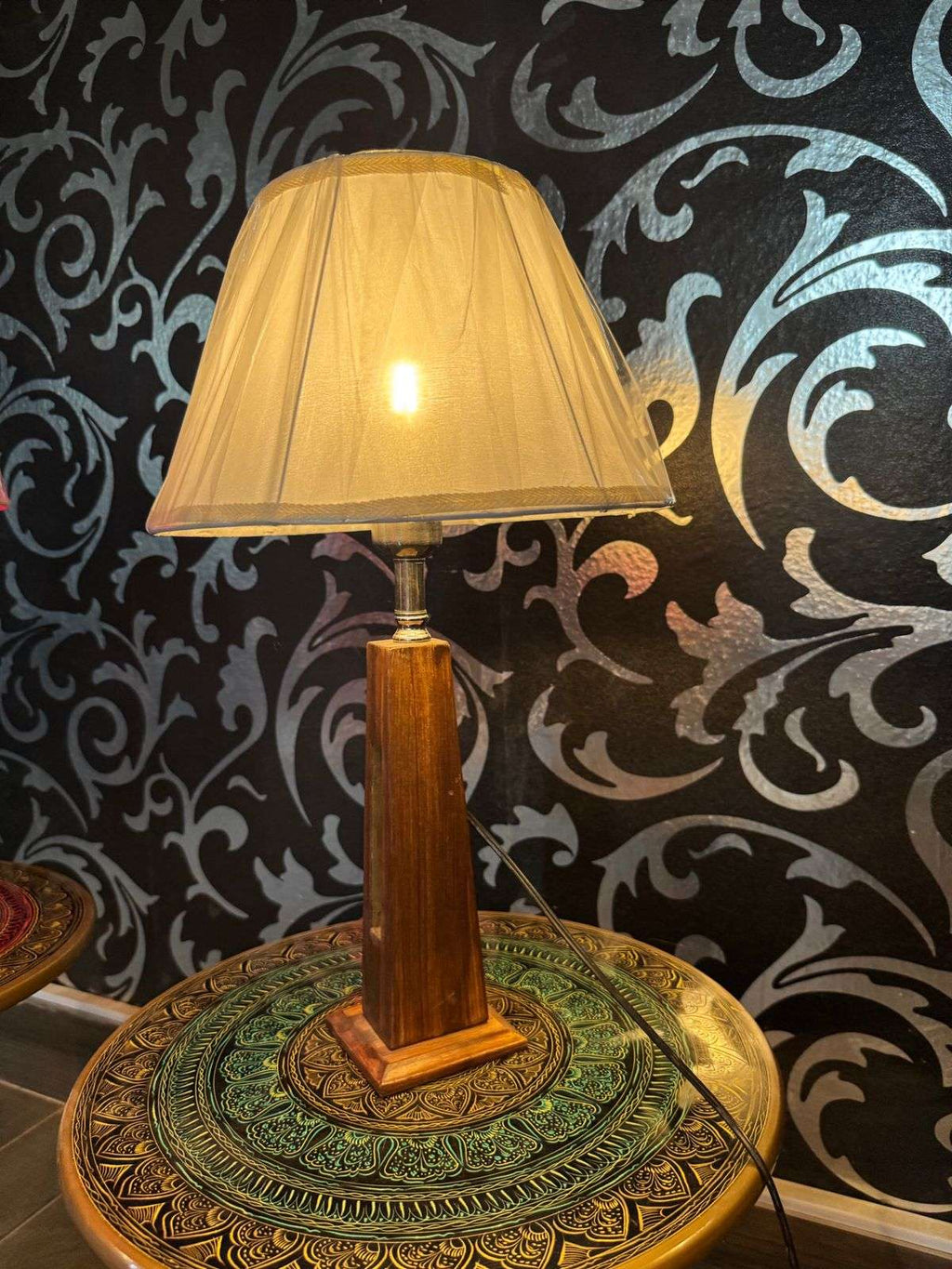 pure wooden lamps pair