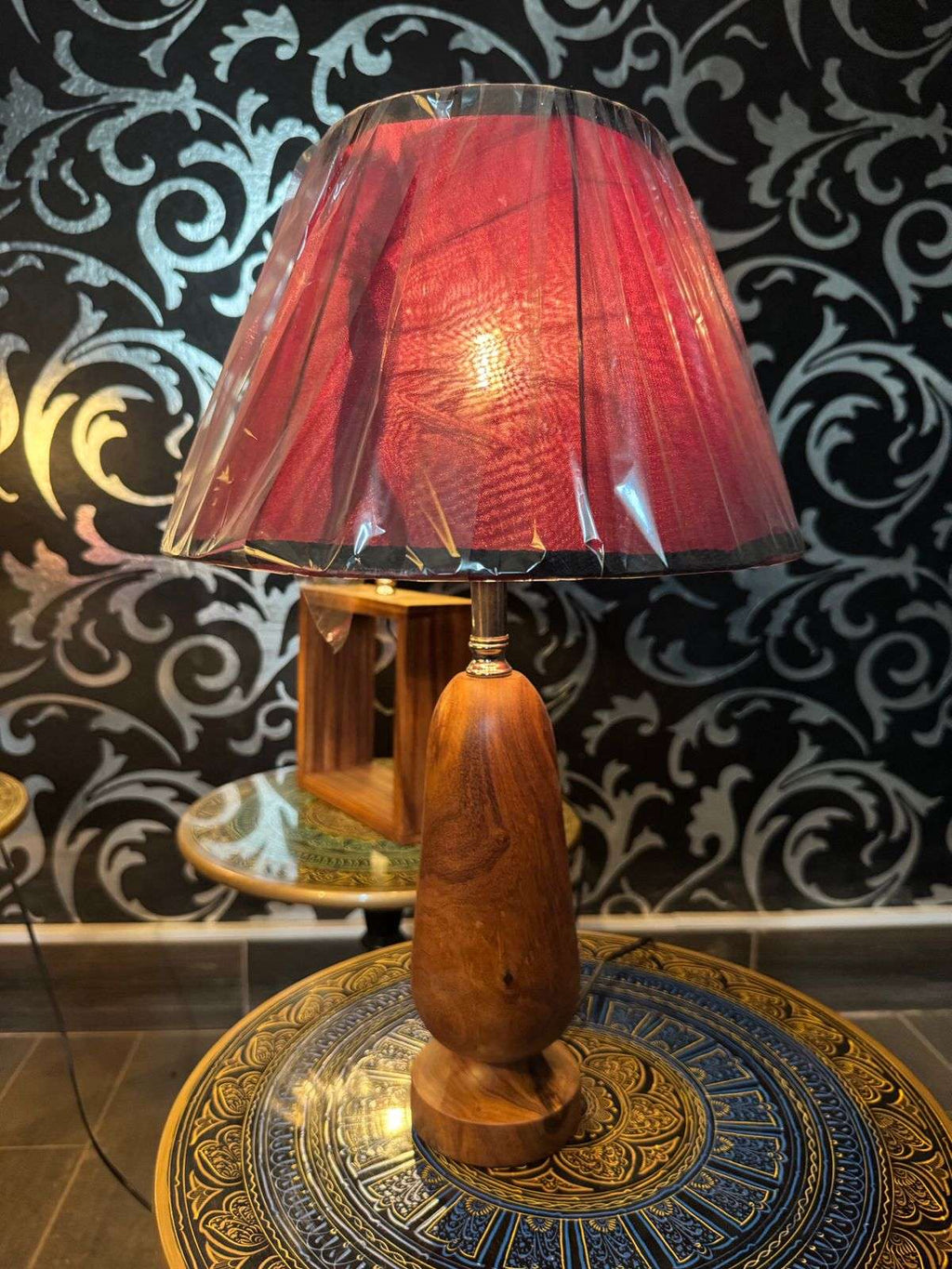 pure wooden lamps pair