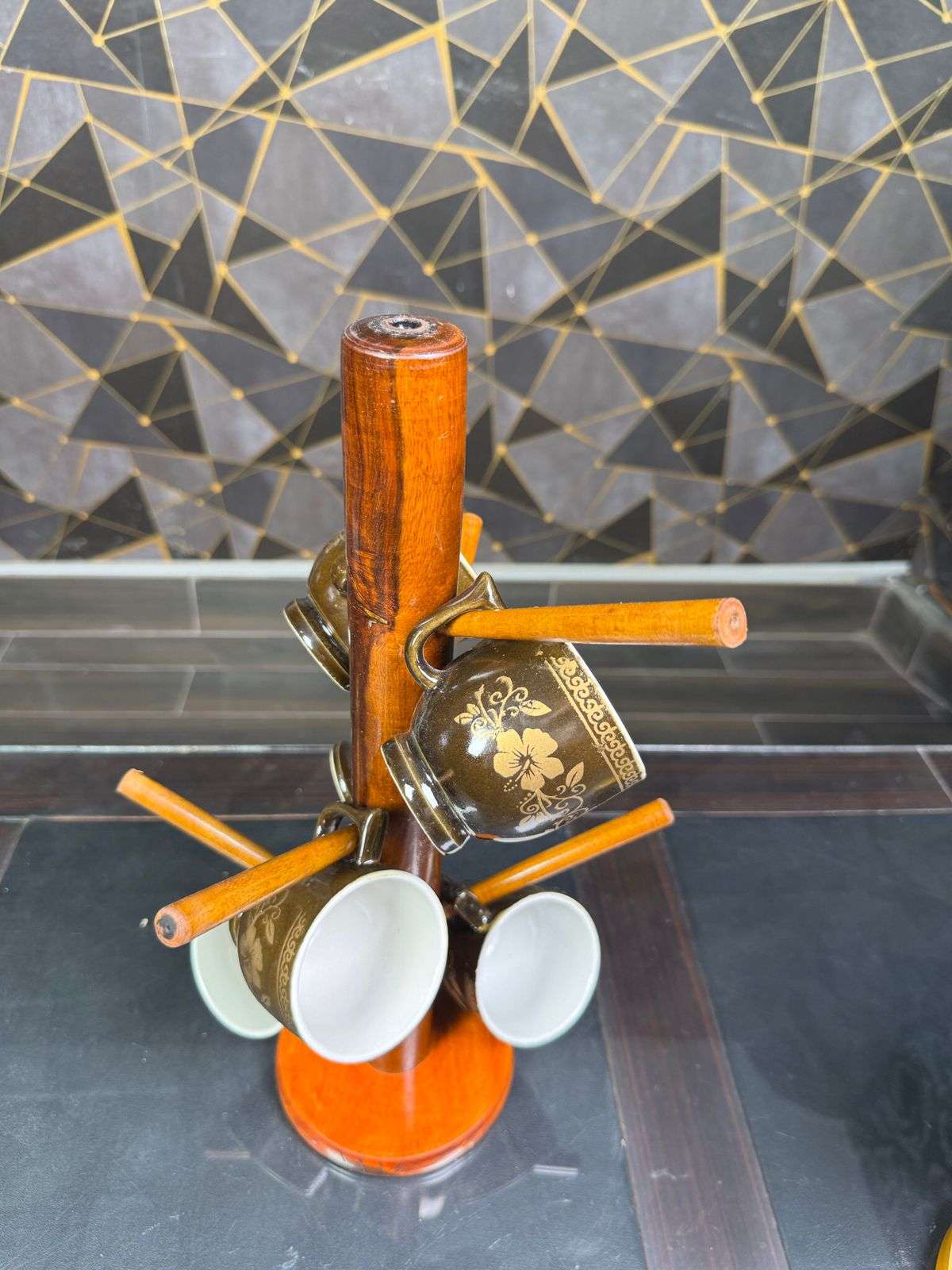 wooden cup stand