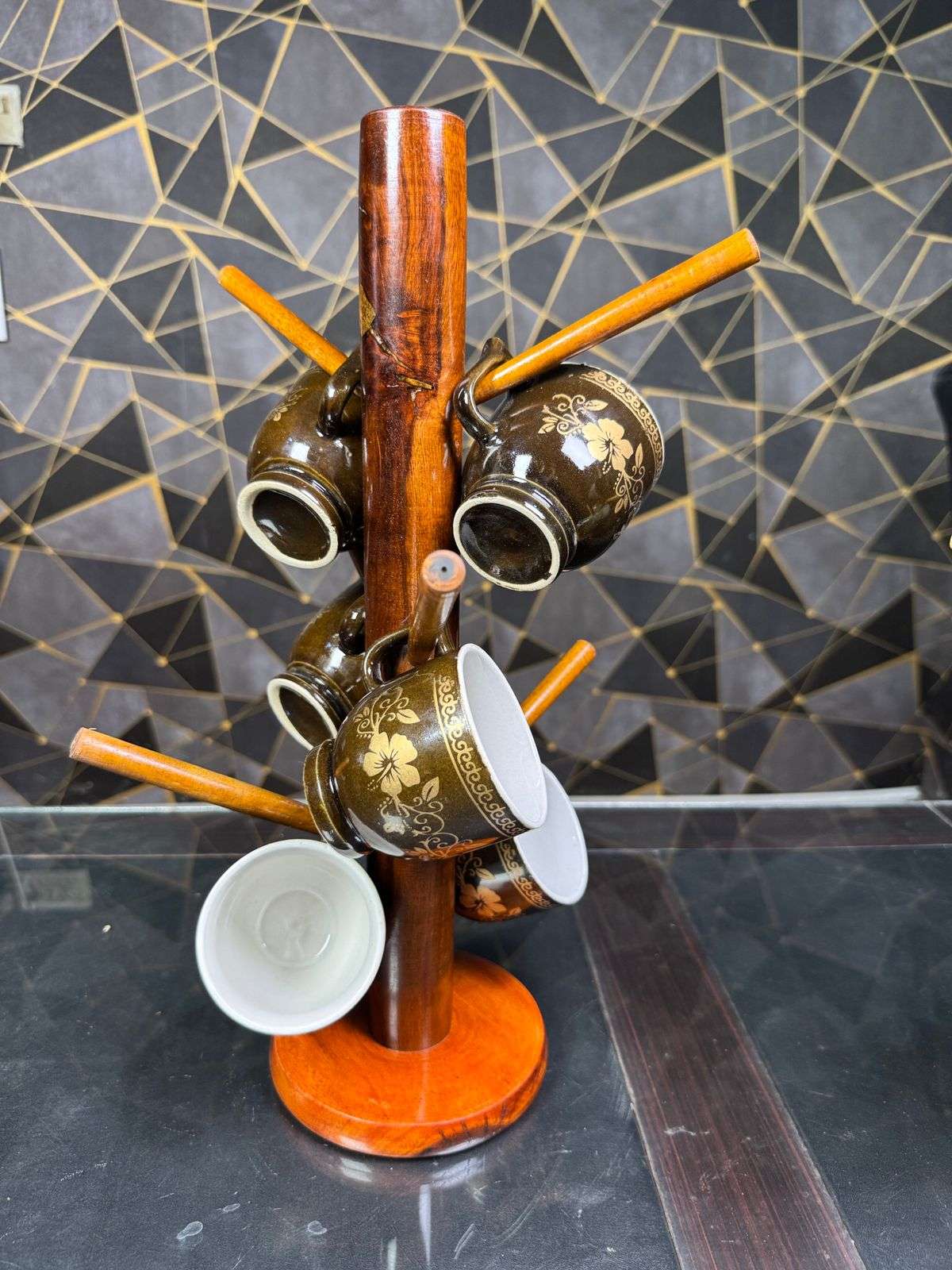wooden cup stand