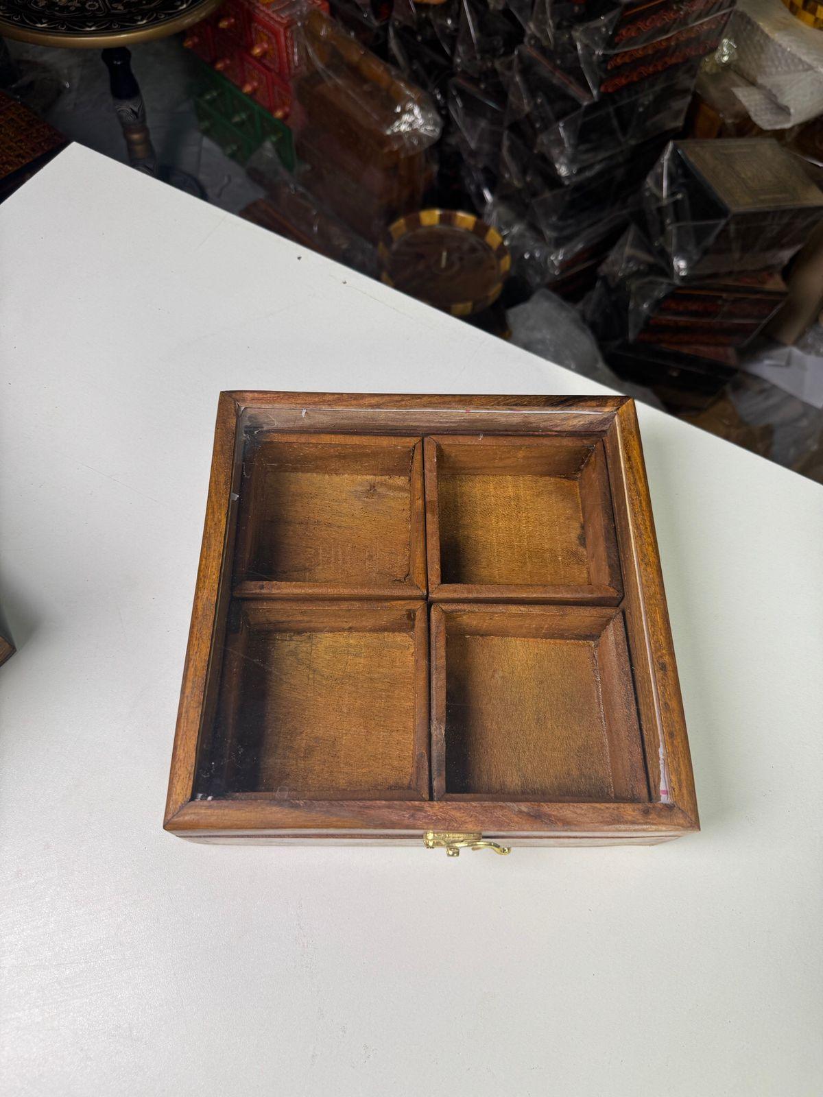 Handcrafted wooden spice and dry fruit box wcspk